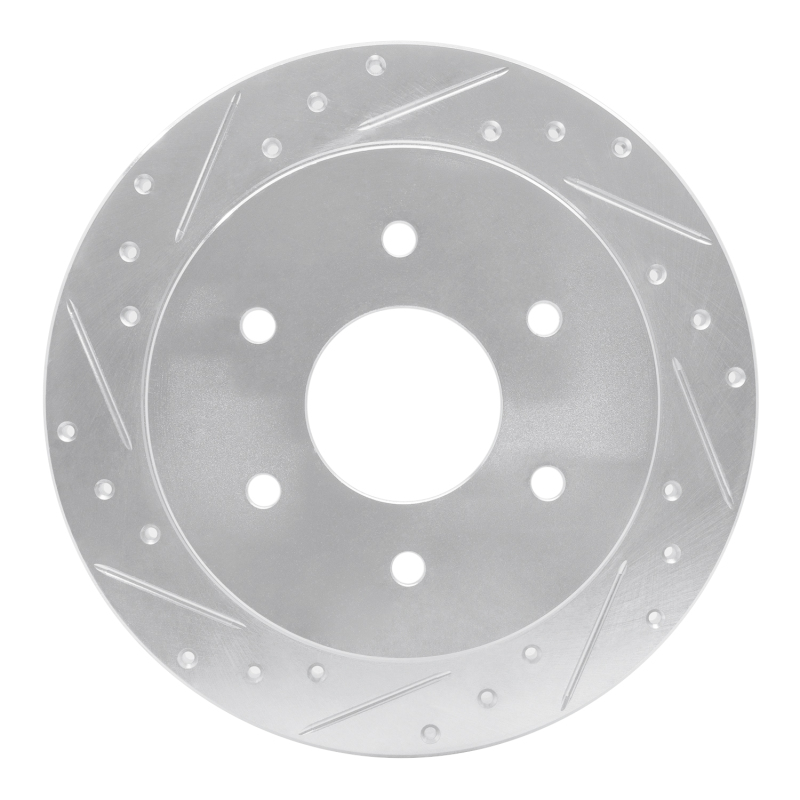 Infiniti QX56 Brake Rotor (1) - Rear Left - R1 Concepts - Drilled & Slotted - Silver - `04-`15